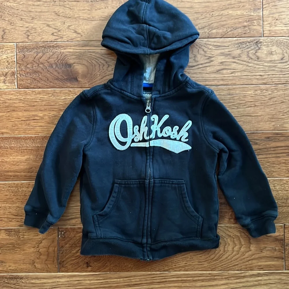 Black Oshkosh Zippered Hooded Sweatshirt Size 4T